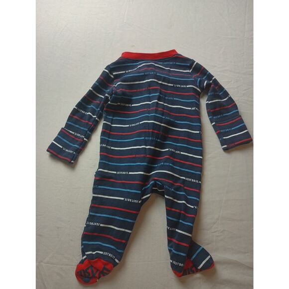 Nike Infant Sleeper Pajama Blue Red White Strip Footed Size 3 Months Zipper - Picture 4 of 4